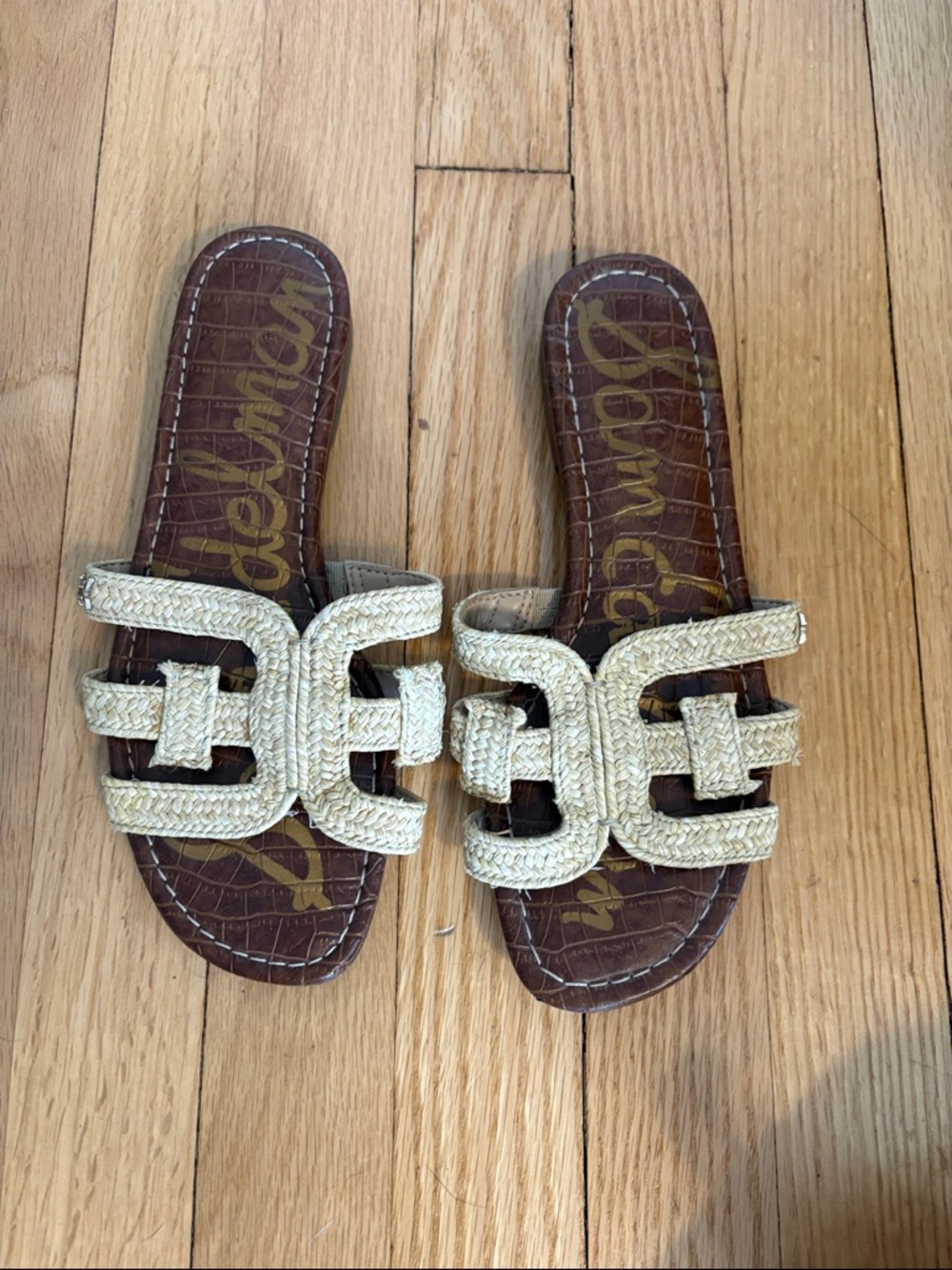 Sam Edelman Cream Braided Double-Strap Slide Sandals